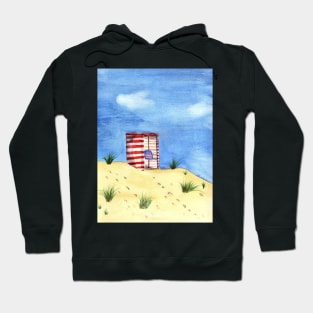 Hot Summer Day at the Beach Watercolor Painting Hoodie